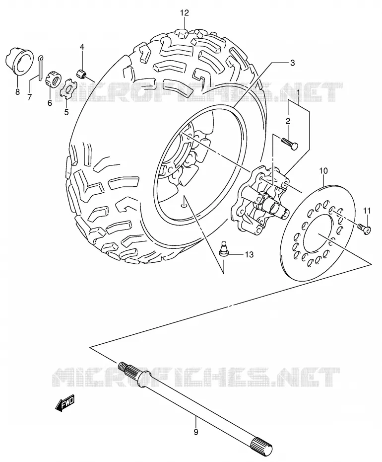 RECHTSE ACHTERWIEL (MODELE K4/K5) Suzuki QUAD 500 VINSON 2007  LT-F500FK7(P28/P33)