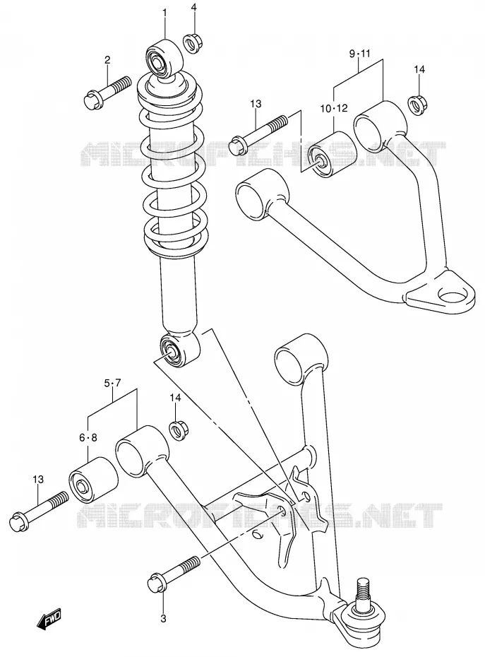 SCHOKDEMPER - VORKBEEN (MODELE K2/K3/K4) Suzuki QUAD 250 OZARK 2003  LT-F250K3(E3/E28)