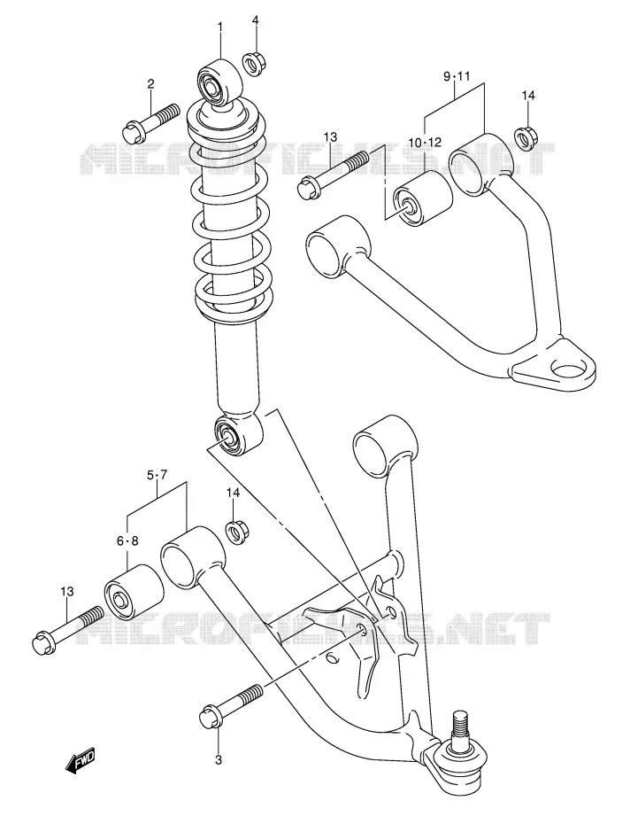 SCHOKDEMPER - VORKBEEN (MODELE K2/K3/K4) Suzuki QUAD 250 OZARK 2005  LT-F250K5(E17)