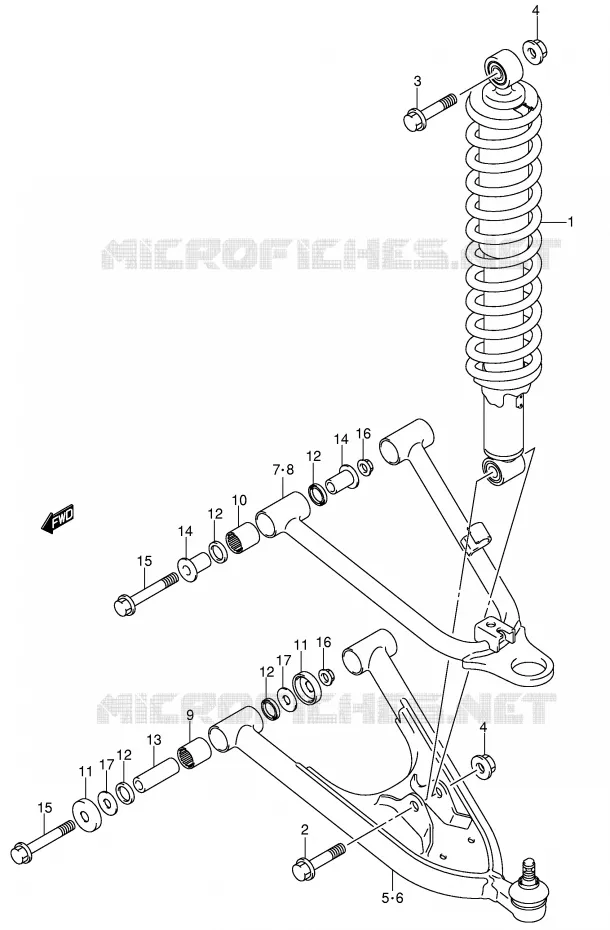 SCHOKDEMPER - VORKBEEN (MODELE K4) Suzuki QUAD 400 QUADSPORT 2007  LT-Z400K7(E19)