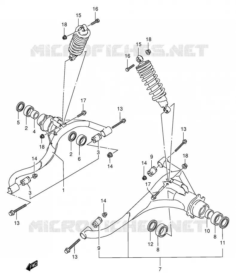SCHOKDEMPER - VORKBEEN Suzuki QUAD 250 OZARK 1997  LT-F250V(E24)