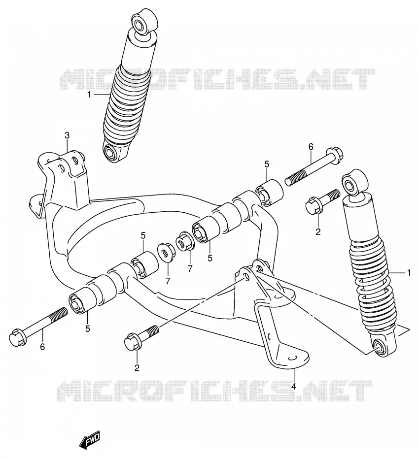 SCHOKDEMPER - VORKBEEN Suzuki QUAD 50 MINIQUAD-SPORT 2002  LT-A50K2(P3/P28)