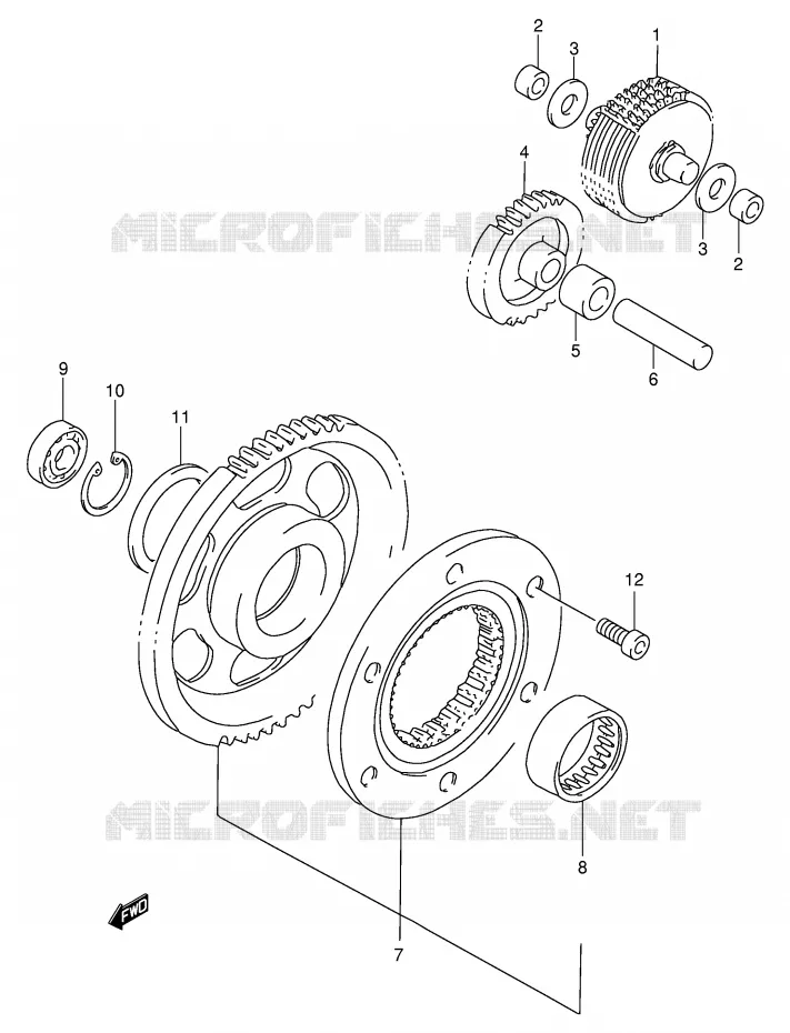 STARTMOTOR CLUTCH (MODELE W/X) Suzuki QUAD 500 QUADMASTER 1999  LT-F500FX(E3/E28)