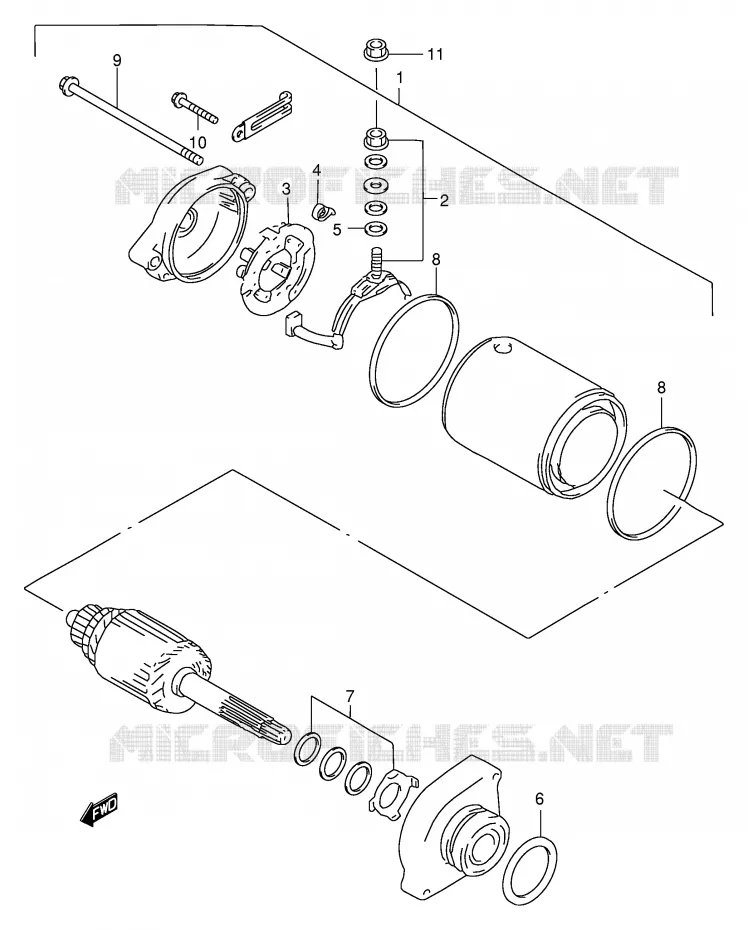 STARTMOTOR Suzuki QUAD 500 QUADMASTER 1998  LT-F500FW(E3/E28)