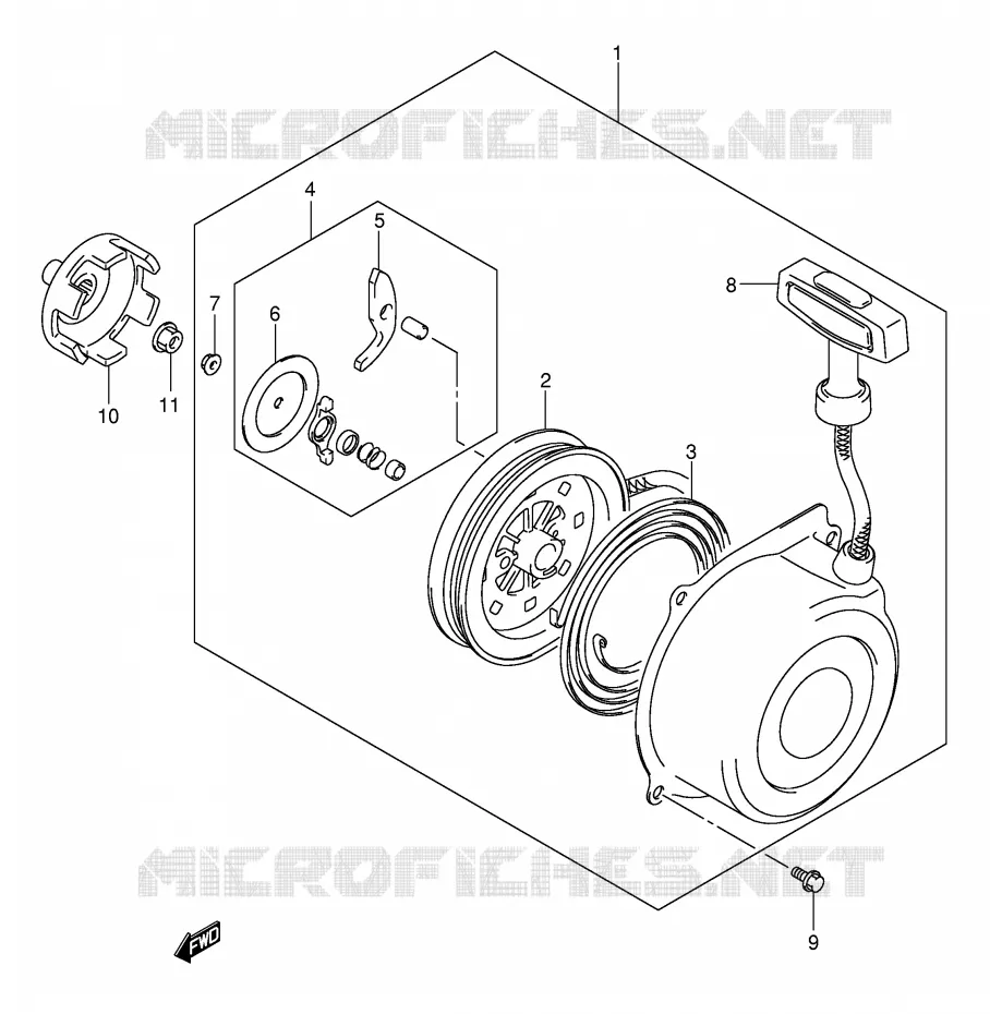 TERUGLOOPSTARTER Suzuki QUAD 250 OZARK 2003  LT-F250K3(E17)