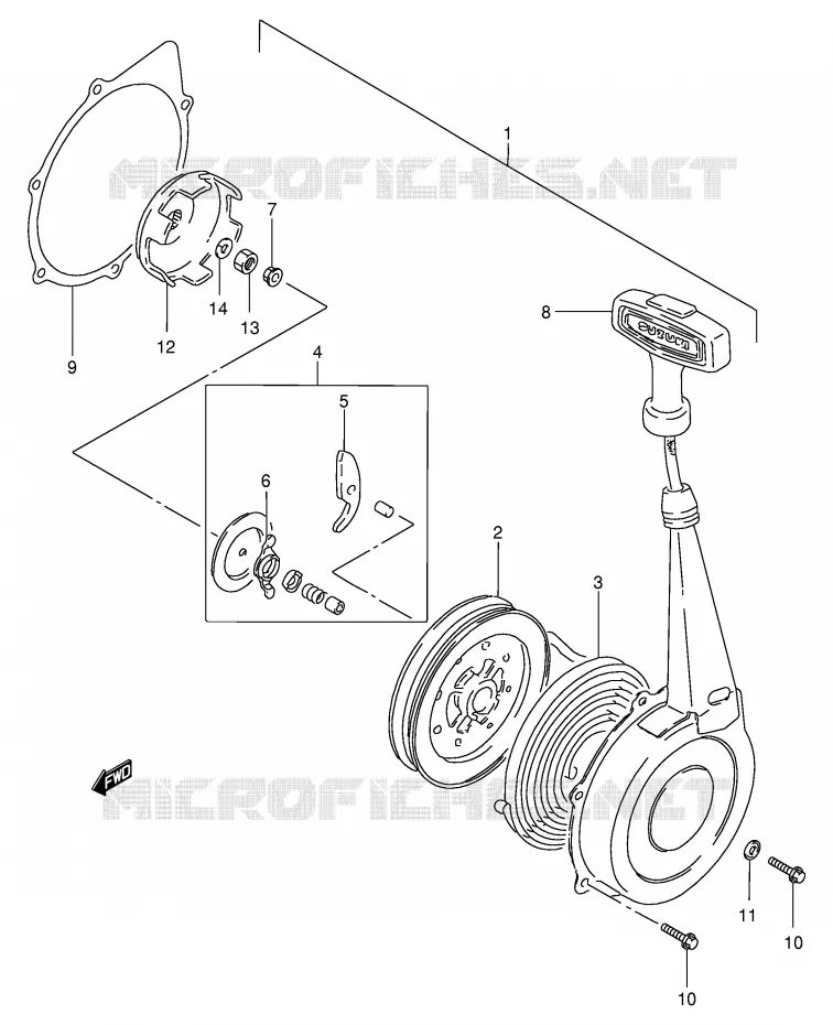 TERUGLOOPSTARTER Suzuki QUAD 300 KINGQUAD 2001  LT-F300FK1(E24)