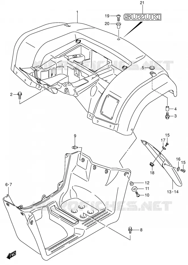 ACHTERSPATBORD (MODEL K4/K5/K6/K7) Suzuki QUAD 400 EIGER 2007  LT-A400FK7(P24)