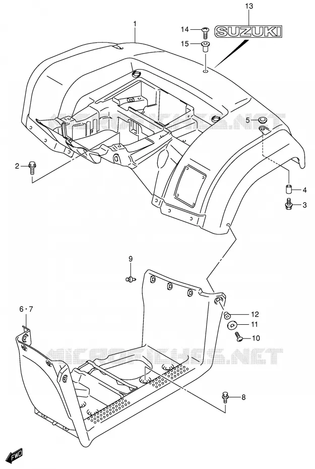 ACHTERSPATBORD (MODEL K4/K5/K6/K7) Suzuki QUAD 400 EIGER 2011  LT-A400FK6(P3/P28)