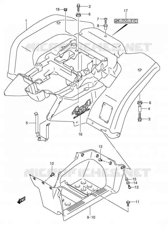 ACHTERSPATBORD (MODEL K5/K6/K7) Suzuki QUAD 500 VINSON 2005  LT-A500FK5(P24)