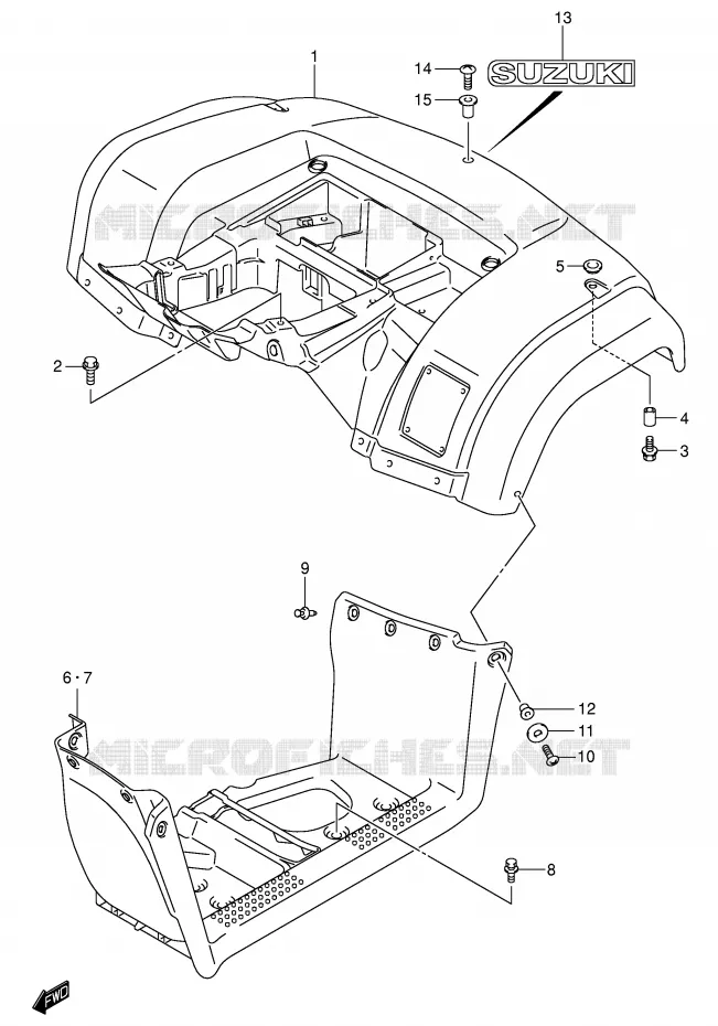 ACHTERSPATBORD (MODELE K3) Suzuki QUAD 400 EIGER 2005  LT-A400FK5(P3/P28)