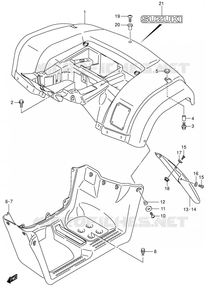 ACHTERSPATBORD (MODELE K3) Suzuki QUAD 400 EIGER 2006  LT-A400FK6(P24)