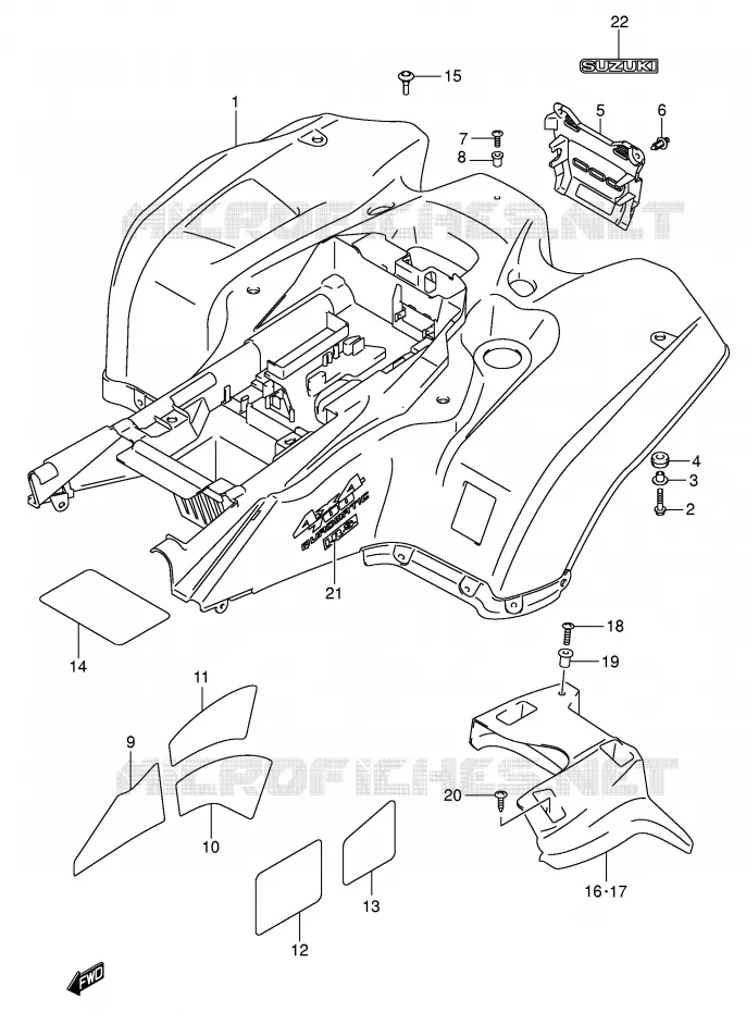 ACHTERSPATBORD Suzuki QUAD 700 KINGQUAD 2005  LT-A700XK5(E17)