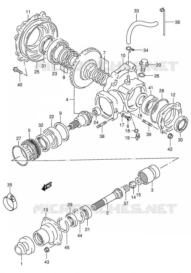 FINAL BEVEL GEAR (REAR)(MODELE W/X) Suzuki QUAD 500 QUADMASTER 2001  LT-F500FK1(E3/E28)