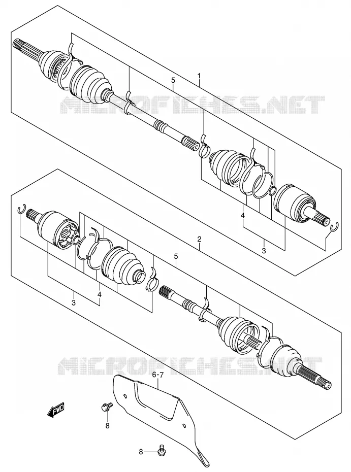 FRONT AANDRIJFAS (MODELE K3/K4) Suzuki QUAD 400 EIGER 2007  LT-F400FK7(P24)