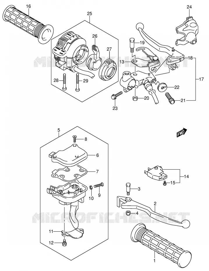 HANDGRIPS - LEVERS (MODELE K4) Suzuki QUAD 250 OZARK 2006  LT-F250K6(E3/E28)