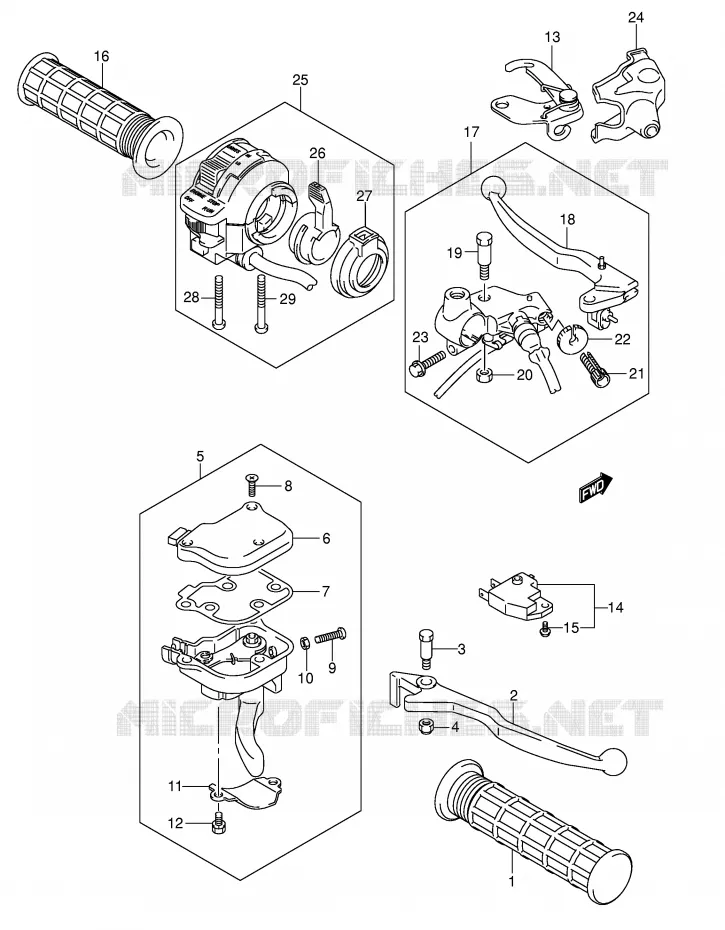 HANDGRIPS - LEVERS (MODELE K5/K6) Suzuki QUAD 250 OZARK 2002  LT-F250K2(E17)