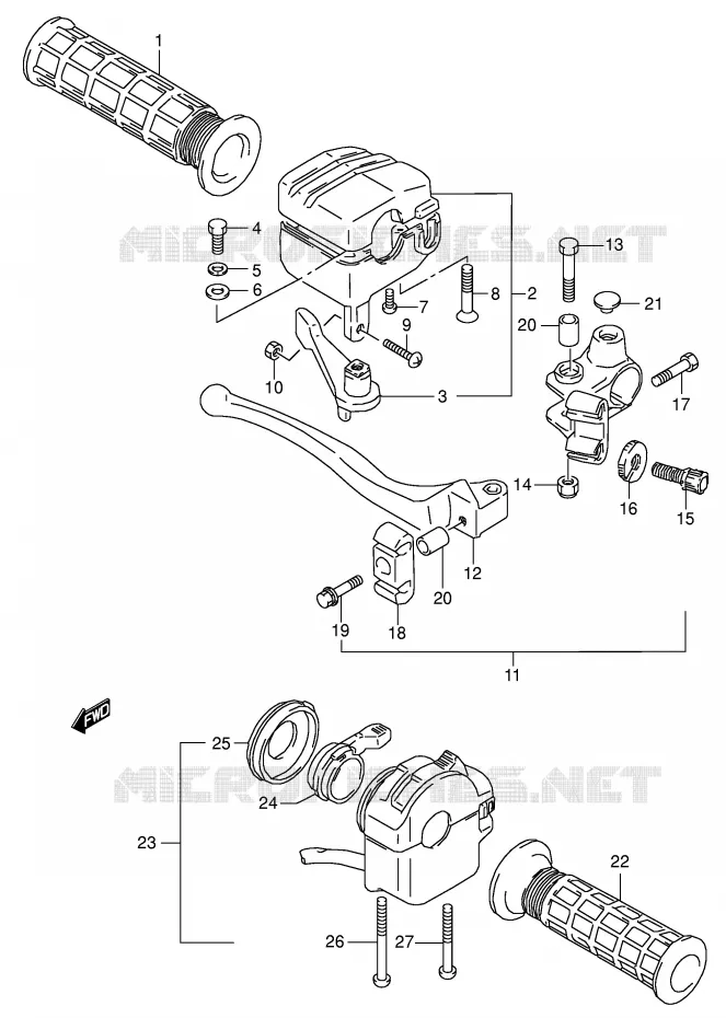 HANDGRIPS - LEVERS Suzuki QUAD 160 OZARK 2003  LT-F160K3(P28)