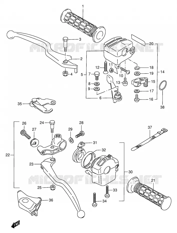 HANDGRIPS - LEVERS Suzuki QUAD 250 OZARK 1997  LT-F250V(E24)
