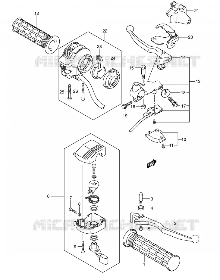 HANDGRIPS - LEVERS Suzuki QUAD 400 EIGER 2002  LT-F400K2(E24)