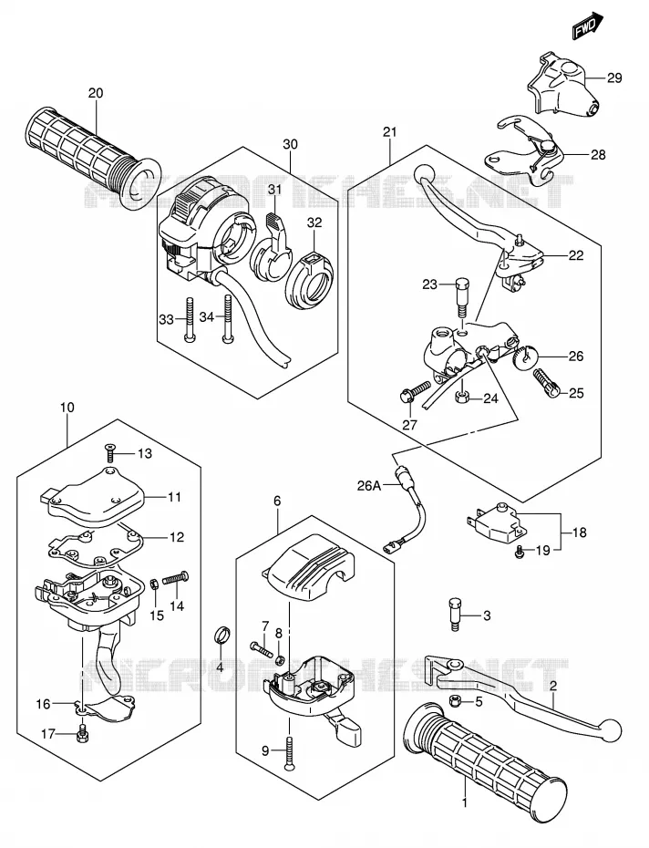 HANDGRIPS - LEVERS Suzuki QUAD 400 EIGER 2003  LT-A400FK3(P24)
