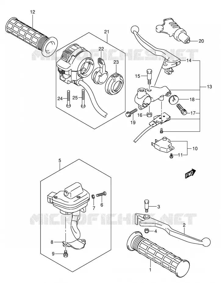 HANDGRIPS - LEVERS Suzuki QUAD 500 VINSON 2004  LT-A500FK4(P24)