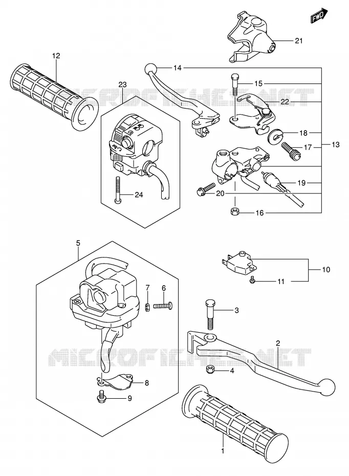 HANDGRIPS - LEVERS Suzuki QUAD 700 KINGQUAD 2005  LT-A700XK5(E28/E33)