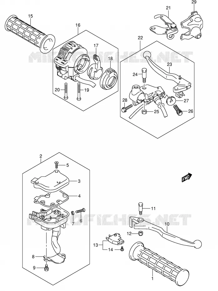 HEFBOMEN - HANDGRIPS (MODEL K5/K6/K7/K8) Suzuki QUAD 250 QUADSPORT 2004  LT-Z250K4(E19)