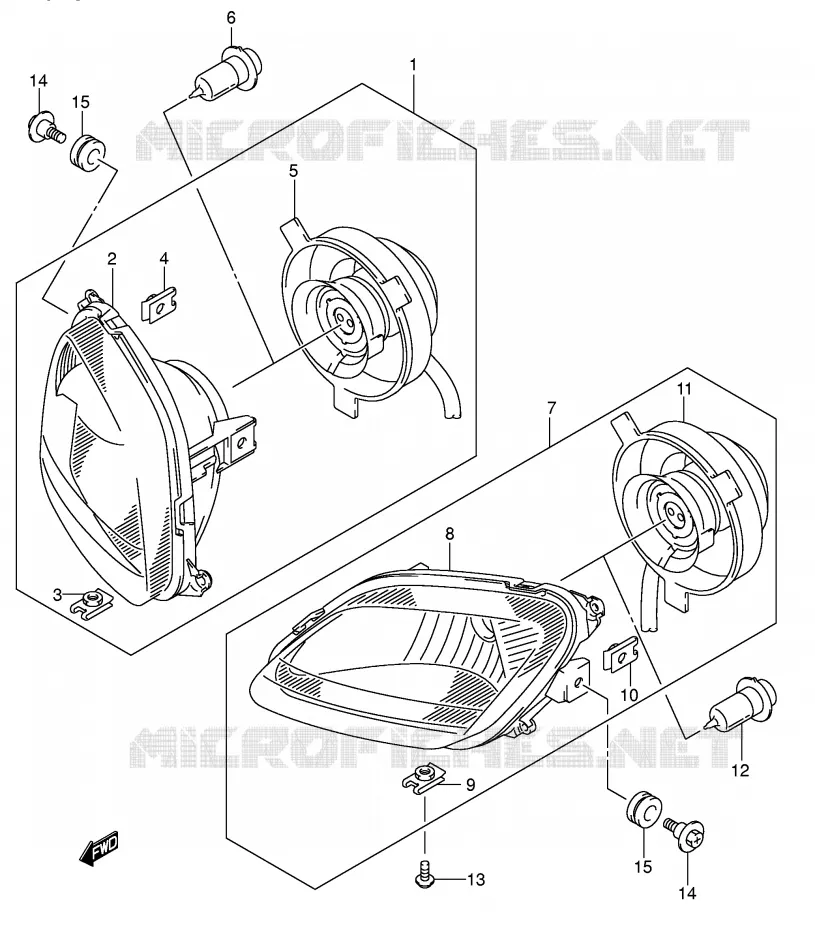 KOPLAMP (MODELE K5 P17) Suzuki QUAD 400 EIGER 2006  LT-F400K6(P24)