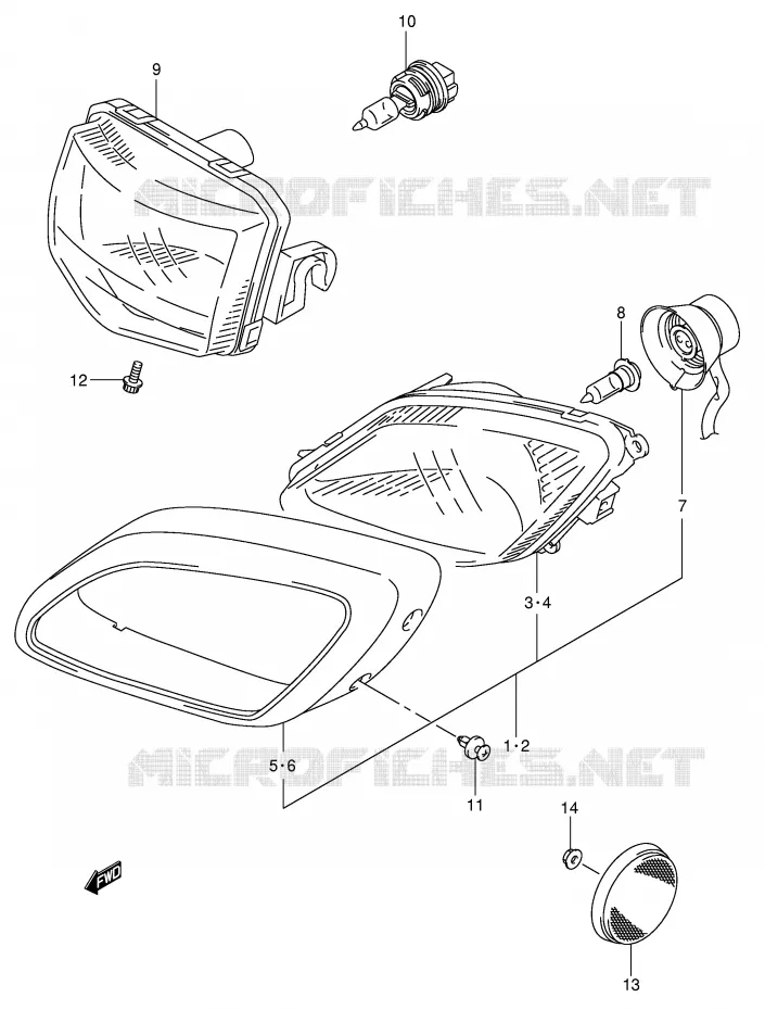 KOPLAMP Suzuki QUAD 500 KINGQUAD 2002  LT-A500FK2(E3/E28)