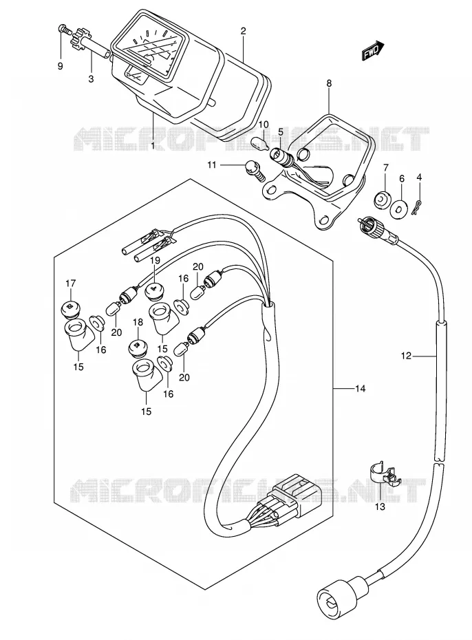 SNELHEIDSMETER (MODELE K5) Suzuki QUAD 400 EIGER 2005  LT-F400FK5(P3/P28)