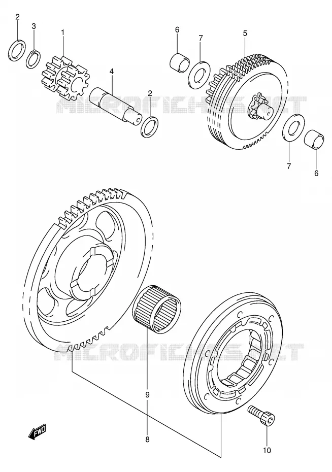 STARTMOTOR CLUTCH Suzuki QUAD 400 QUADSPORT 2005  LT-Z400K5(E3/E28)