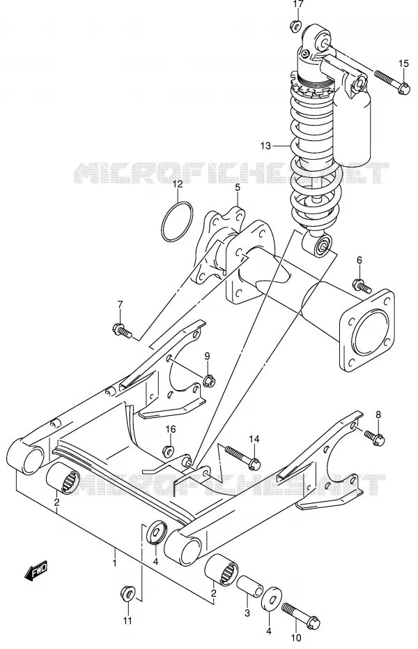 SWINGARM (MODELE K4/K5) Suzuki QUAD 250 QUADSPORT 2004  LT-Z250K4(E28/E33)