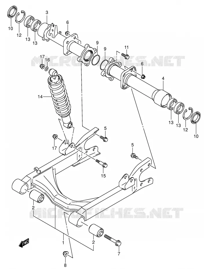 SWINGARM Suzuki QUAD 400 EIGER 2005  LT-F400FK5(P3/P28)
