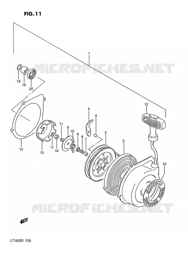 TERUGLOOPSTARTER (OPTIONNEL) Suzuki QUAD 160 QUADRUNNER 1990  LT160EL(P28)