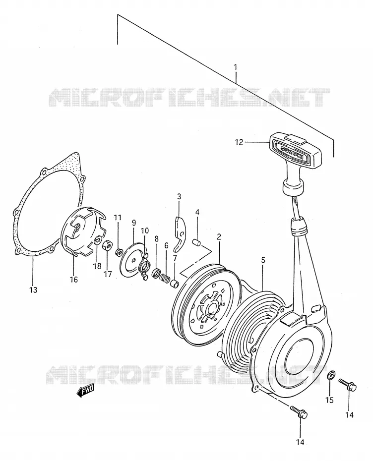 TERUGLOOPSTARTER Suzuki QUAD 250 KINGQUAD 1994  LT-F4WDR(E28)