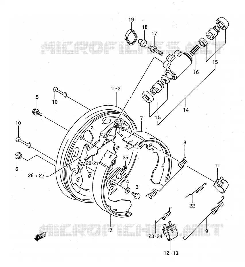 VOOR REM (MODELE M/N/P) Suzuki QUAD 300 KINGQUAD 1993  LT-F4WDXP(E28)