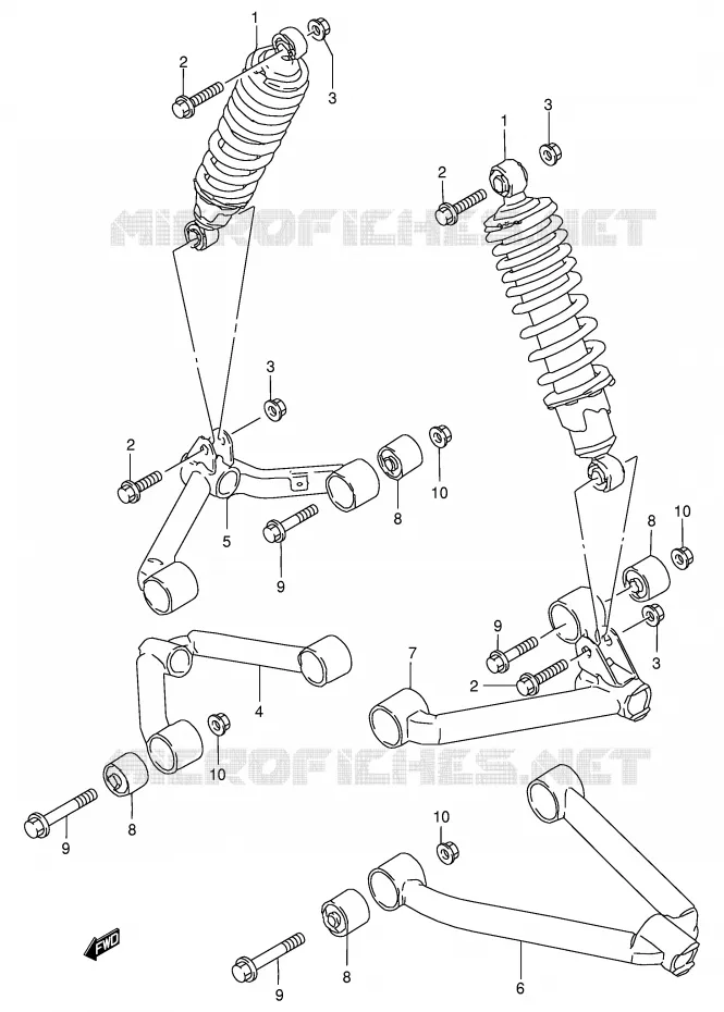 VOORWIELOPHANGING ARM Suzuki QUAD 250 OZARK 2001  LT-F250FK1(E24)