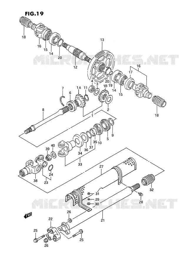 AANDRIJFAS (MODELE M/N/P) Suzuki QUAD 300 KINGQUAD 1995  LT-F4WDXS(E2)