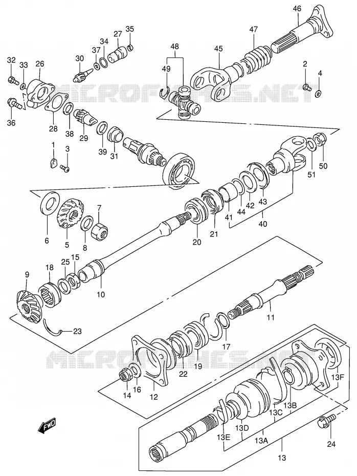 AANDRIJFAS (MODELE W/X/Y) Suzuki QUAD 500 VINSON 2002  LT-F500FK2(E3/E28)