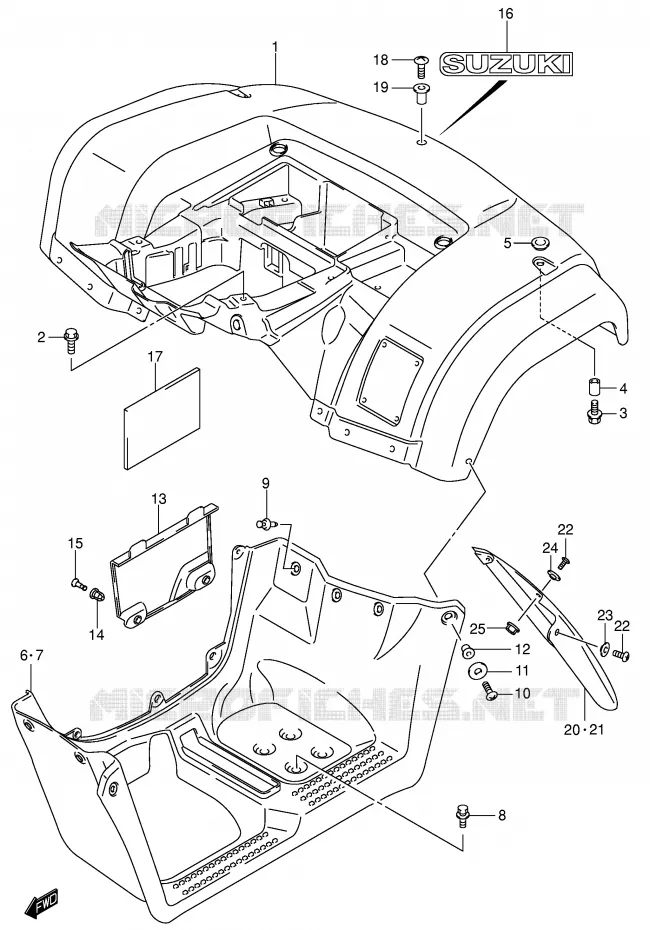 ACHTERSPATBORD (MODEL K4/K5/K6/K7) Suzuki QUAD 400 EIGER 2006  LT-F400K6(P24)