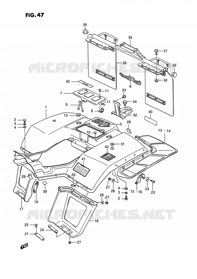 ACHTERSPATBORD (MODELE H/J/K/L) Suzuki QUAD 250 KINGQUAD 1989  LT-F4WDK(E2)