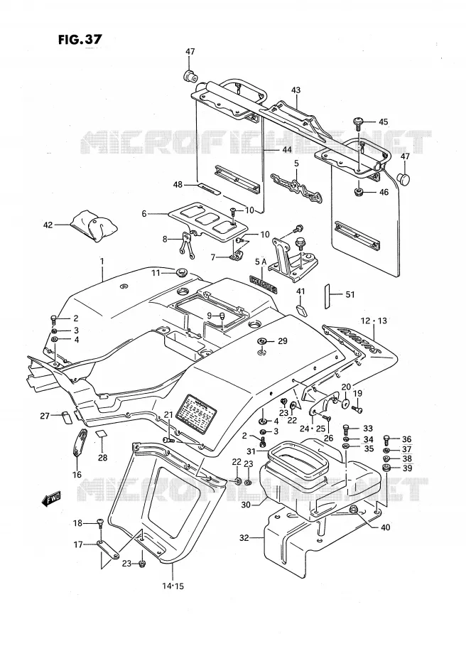 ACHTERSPATBORD (MODELE J/K/L) Suzuki QUAD 250 OZARK 1988  LT-F250J(E3)