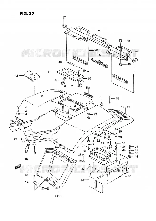 ACHTERSPATBORD (MODELE J/K/L) Suzuki QUAD 250 OZARK 1994  LT-F250R(E28)