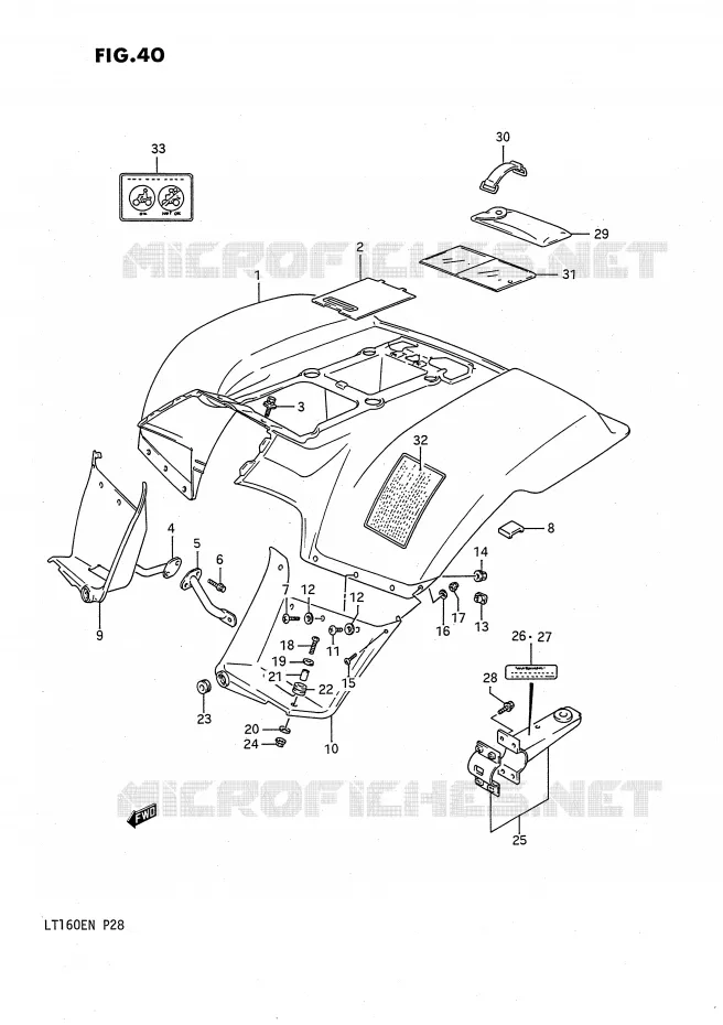 ACHTERSPATBORD (MODELE K) Suzuki QUAD 160 QUADRUNNER 1992  LT160EN(P28)