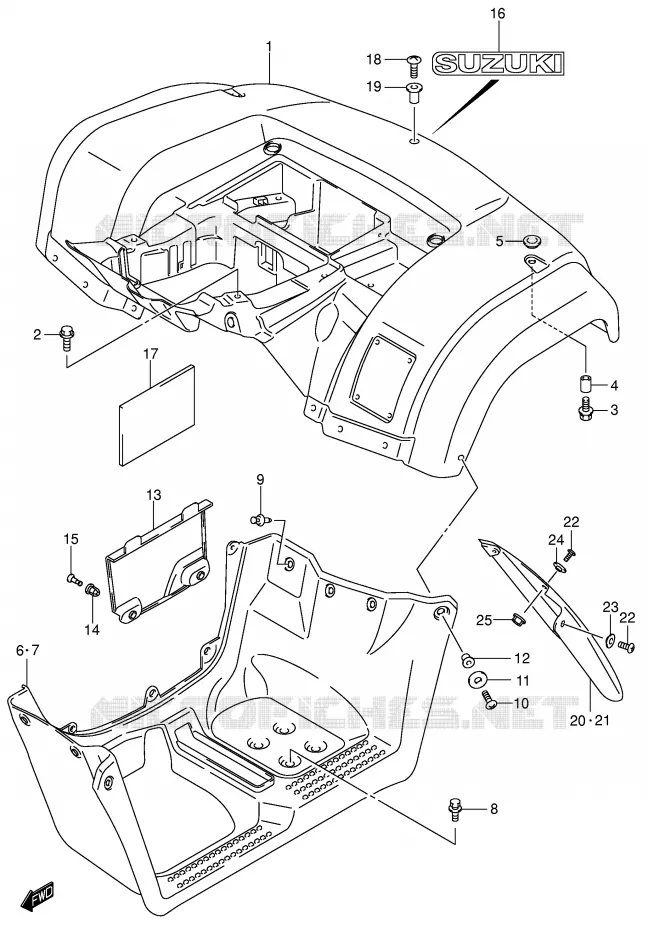 ACHTERSPATBORD (MODELE K3) Suzuki QUAD 400 EIGER 2004  LT-F400K4(P24)