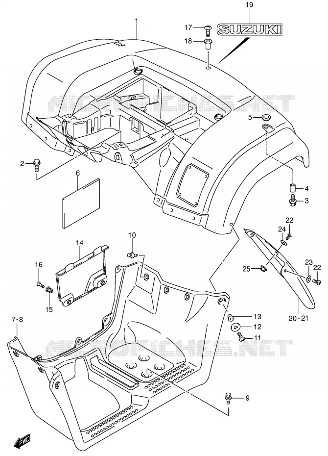 ACHTERSPATBORD (MODELE K4/K5/K6) Suzuki QUAD 400 EIGER 2004  LT-F400FK4(P24)