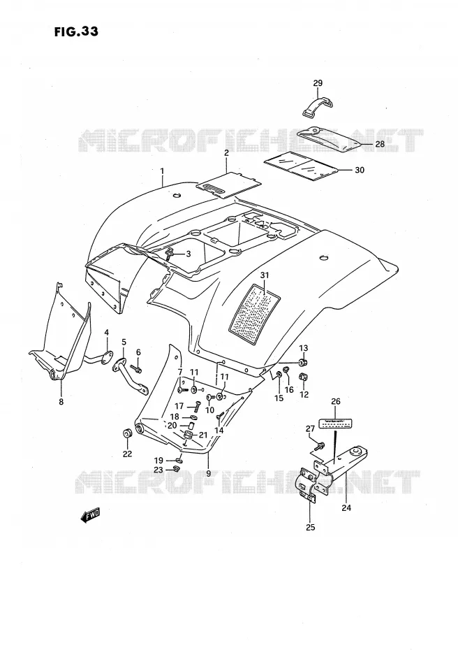 ACHTERSPATBORD (MODELE L) Suzuki QUAD 160 OZARK 1994  LT-F160R(P2)