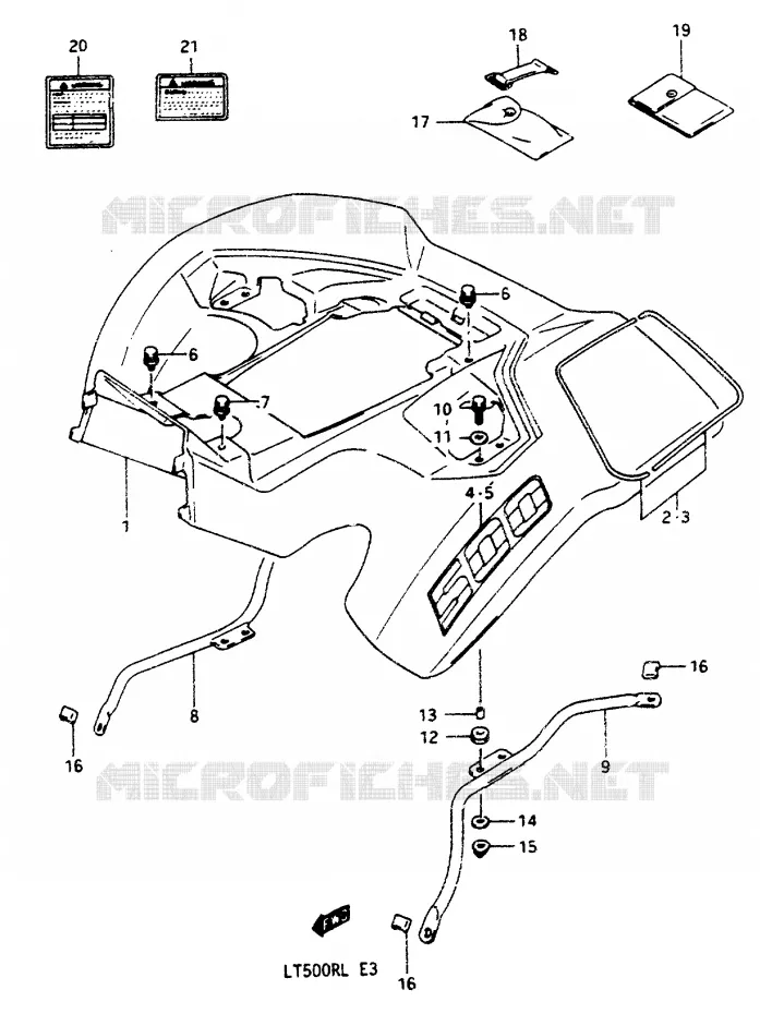 ACHTERSPATBORD (MODELE L) Suzuki QUAD 500 QUADRACER 1987  LT500RH(H/J/K/L)