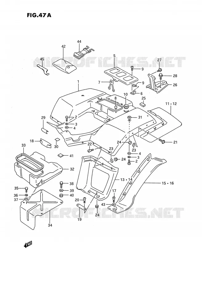 ACHTERSPATBORD (MODELE M/N/P/R/S) Suzuki QUAD 250 KINGQUAD 1987  LT-F4WDH(E2)