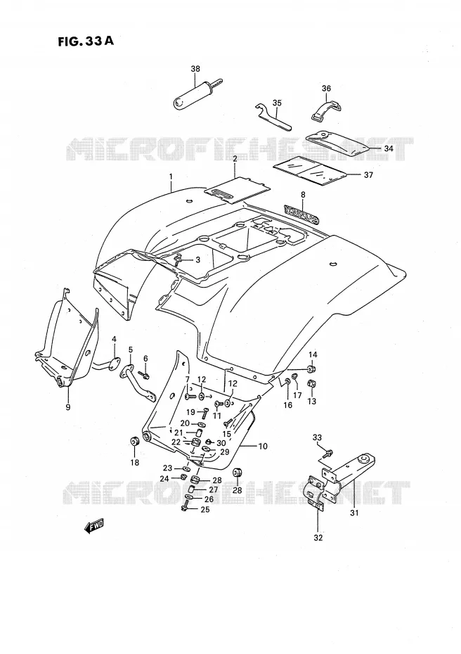 ACHTERSPATBORD (MODELE M/N/P/R/S/T) Suzuki QUAD 160 OZARK 1994  LT-F160R(P2)